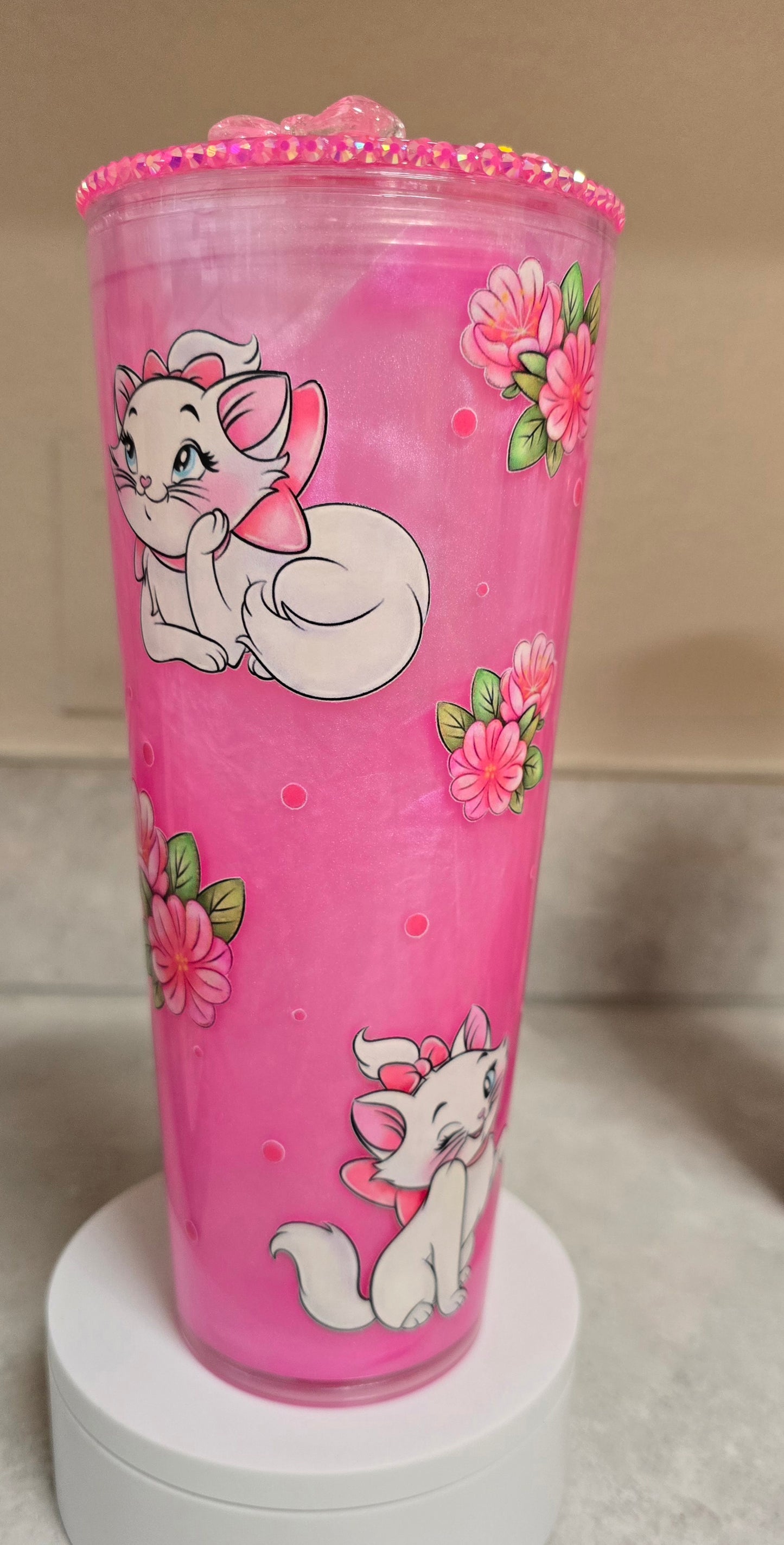 Magic Mica Marie cup 24oz with decorated lid.