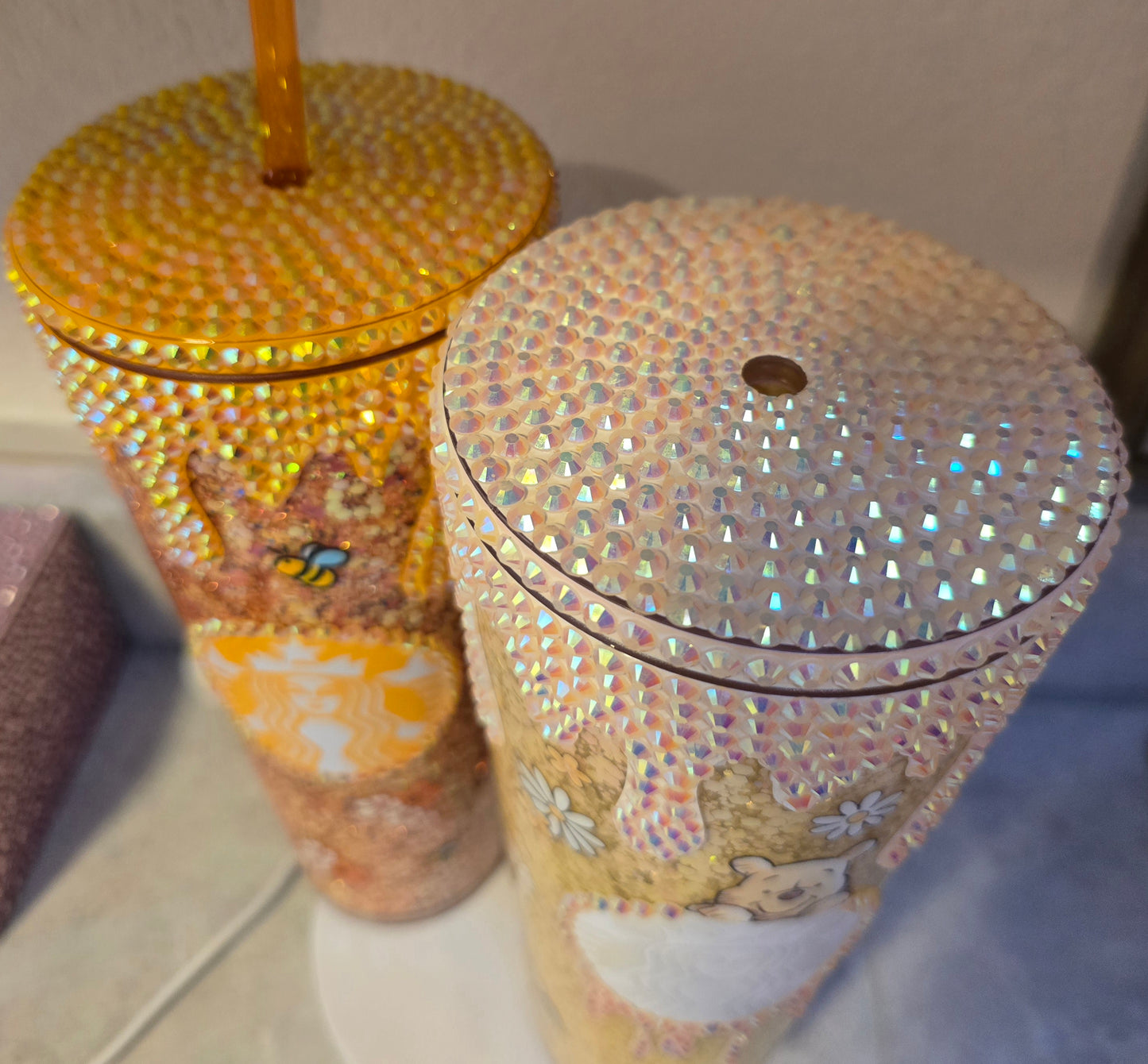 24oz SB cup with bling drip and bling lid